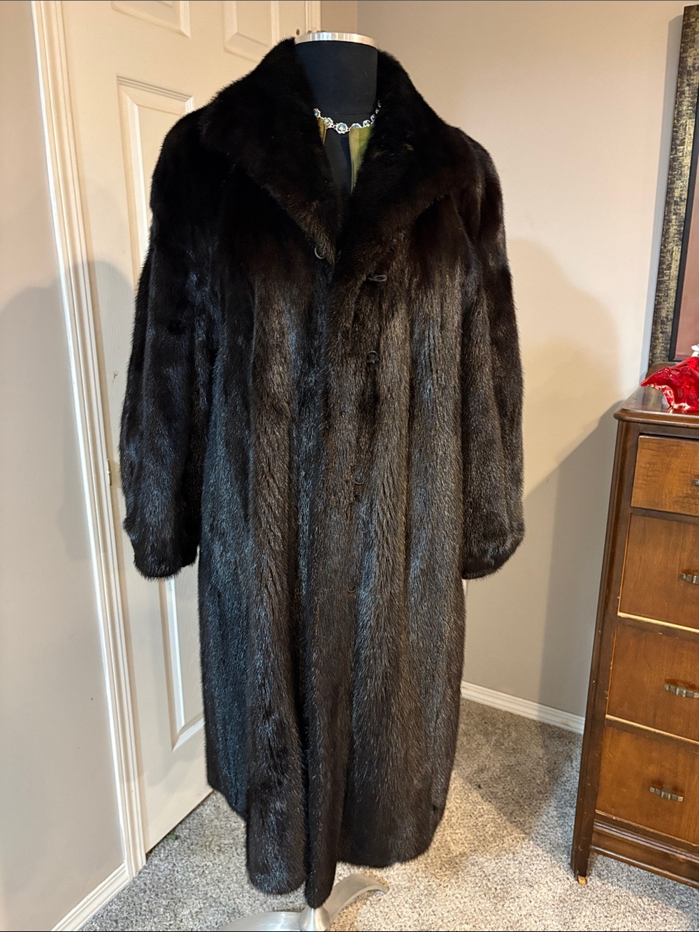 Classic Women's Dark Brown Full-Length Mink Fur Coat plus size 1X coat 16A